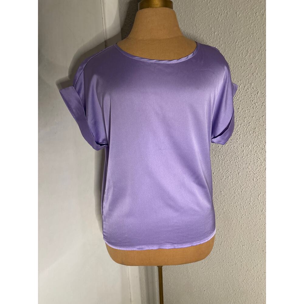 SHEIN Purple Crewneck Blouse Short Sleeve XS/2 Casual Pastel Mermaidcore Party